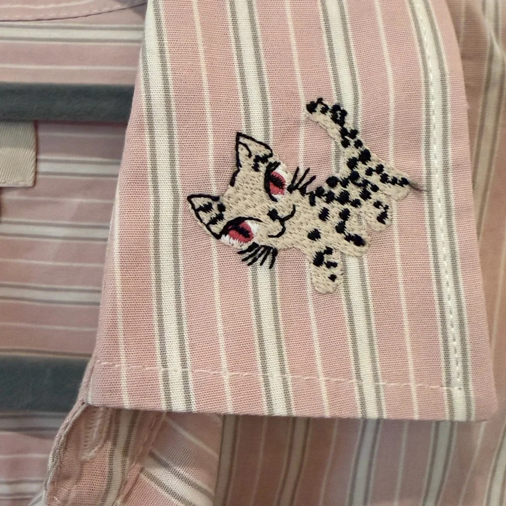 Zadig & Voltaire Sydna Raye Cool Cat Cotton Shirt NET's Tags Sz S Girlhood Core - Picture 7 of 15